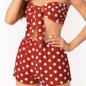 Red polka dot two piece set